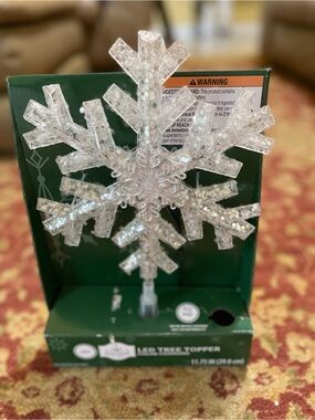 Holiday Time Clear LED Color-Changing Snowflake Tree Topper